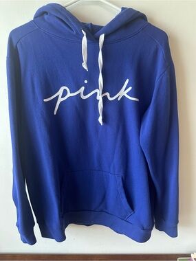 Victorias Secret Pink Dark Purple Pullover Hoodie White Logo S
